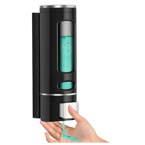 Image of soap Dispenser Wall Mounted for Bathroom | Wash Basin | Liquid Sanitizer Shower Gel Dish Wash Soap Dispenser for Bathroom Kitchen 400Ml Pack of (1, Capsule Black, ABS Plastic)