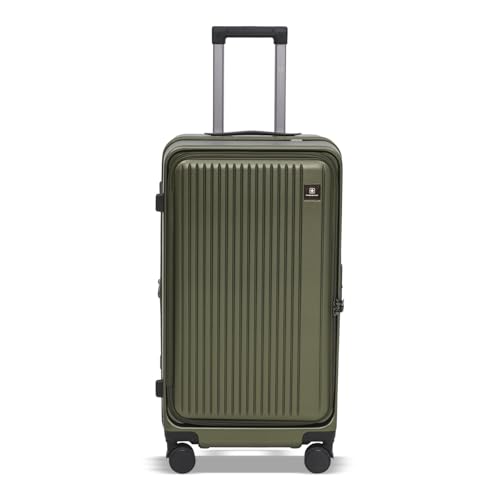 Image of SWISS MILITARY Black Gold Collection Jade Hard Top Trolley Bag, Durable PC Luggage with TSA Lock, 8,Wheel Spinner, Expandable Storage & Anti,Theft Zipper, 56L Travel Suitcase in Olive, 20 Inch