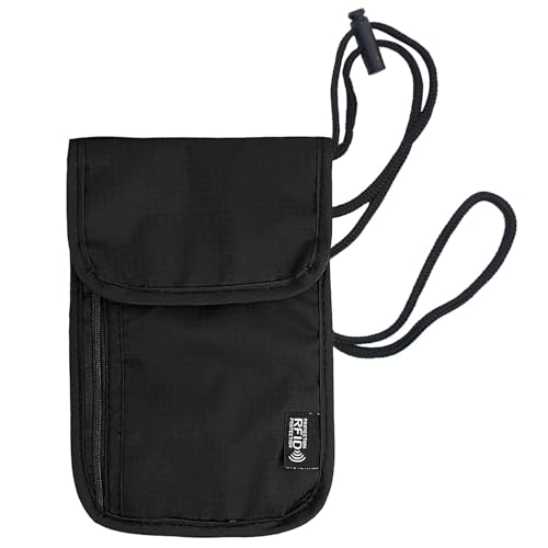 Keratobleem Portadocumentos de Viaje con Bloqueo RFID,Cartera Cuello Pasaporte Impermeable,con 5 Bolsillos, para Documentos Efectivo
