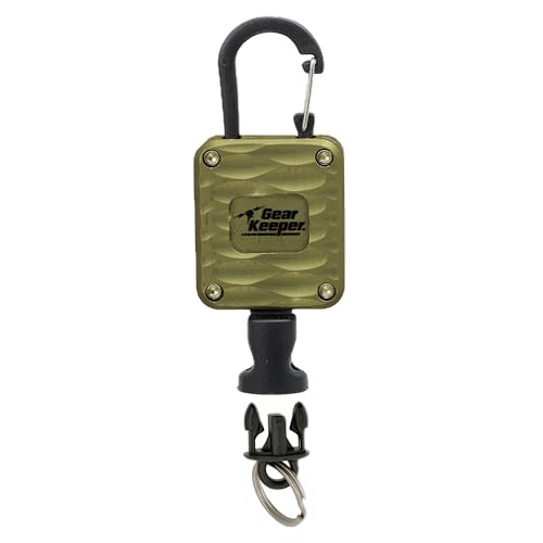 Gear Keeper Aluminum Micro Retractor Super Zinger - Premium Retractable Tether for Fishing Accessories - Fishing Pliers, Nippers, Forceps & More - Carabiner Clip Mount with QC Split Ring - USA Made
