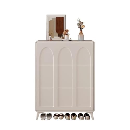 jianjunchaling Shoe Storage Zapatero Alto de 120 cm con 3 cajones abatibles, diseño Minimalista, con Mueble Estrecho, Ideal for salón o Pasillo, Color Blanco.