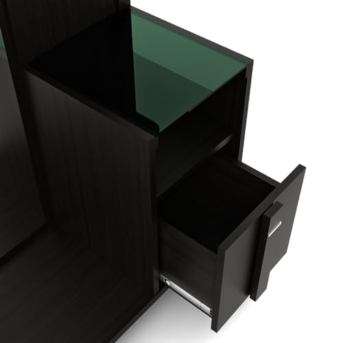Image of Spacewood Dressing Table | Grace | 3 Year Warranty | 4 Shelves & 1 Drawer, Vanity Table for Bedroom, Living Room, and Home| Engineered Wood | Natural Wenge