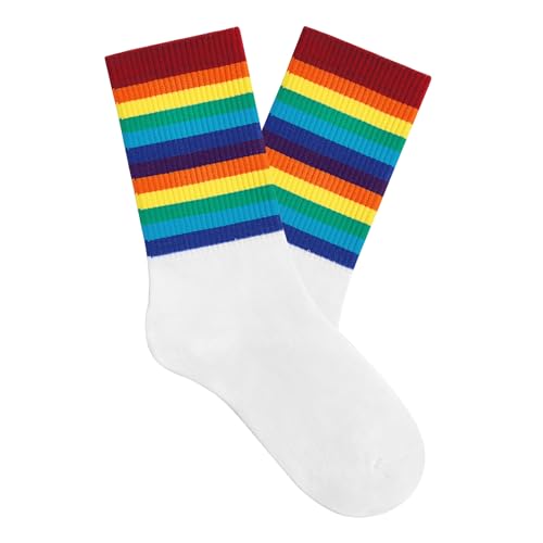 Image of American Trends Womens Novelty Striped Crew Socks Athletic Vintage Slouch Mid Calf Tube Socks