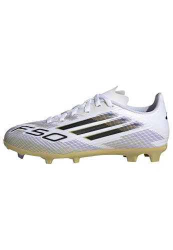 Adidas Unisex-Kids F50 League Firm Ground/Multi Ground, White/Black/Gold Metallic, 5.5