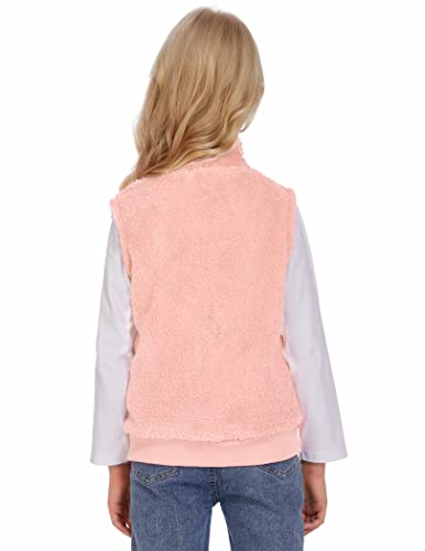 Hopeac Big Girls Fuzzy Vest Fall Winter Warm Fleece Sleeveless Jacket Coat Cute Comfy Zipper Gilet Outerwear With Pockets #TOP5