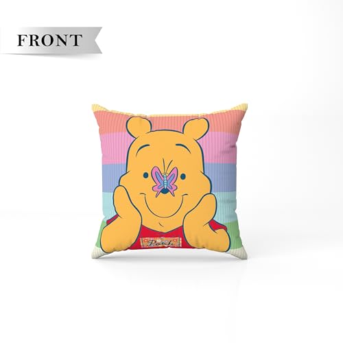 Image of Sassoon Winnie The Pooh Reversible Cartoon Printed Cushion Cover, Multi (Pack of 1)