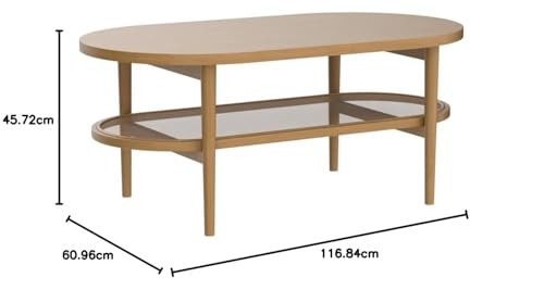 Image of Nathan James Sonia Coffee Table with Storage Shelf, Light Wood /Rattan