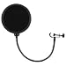 Moukey Microphone Mic Pop Filter For Blue Yeti with Clamp 6 inch Dual Layered Wind Pop Screen, Black