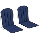 Outsunny Adirondack Chair Cushion Set of 2, Outdoor Chair Cushions, High Back Patio Chair Cushions with Ties, Non-Slip Replacement Seat Cushion for Patio Furniture, Navy Blue