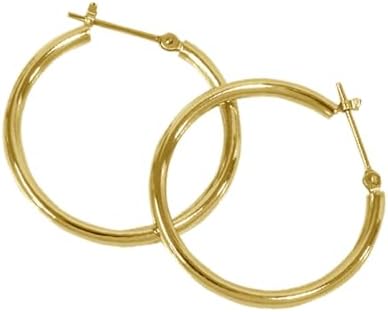 K18 フープピアス 2×25mm 18金 YG 片耳用　ユニセックス Amazon | K18 フープピアス 2×25mm 日本製 18金 YG パイプフープ