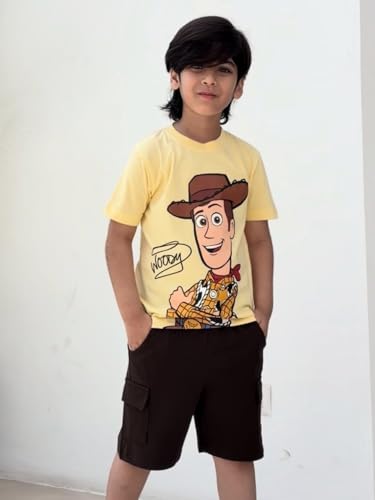 Image of Nap Chief Kids Cotton Official Disney Characters Print Co-Ord Set for Boys & Girls | Half Sleeve T-Shirt & Shorts Set | Soft Casual Summer Wear