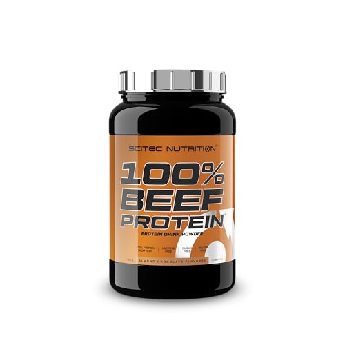 Scitec Nutrition 100% Beef Protein - Aromatisiertes Protein Getränkepulver - Laktosefrei, Zuckerfrei, Glutenfrei, 900 g, Mandelschokolade