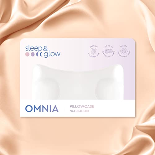 Sleep & Glow Omnia Natural Silk Pillowcase for Hair and Skin Fits Unique Shape of Sleep&Glow Omnia Pillow – 19mm Grade 6A Mulberry Silk (Brazilian Sand)