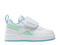 Reebok Unisex Kids Royal Prime Snug Sneaker, White/Greenglow/Digital Blue, 8 US Little Kid