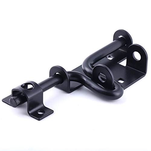 2 Packs Heavy Duty Sliding Bolt Gate Latch – Black Thickened Metal Sliding Bolt Door Lock With Padlock Hole For Wooden Fence/Shed Door/Yard Door/Barn Door/Interior And Outdoor Latch, Solid Hardware #TOP2