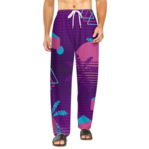 Bas de pyjama femme Cocotier Rétro imprimé vintage pantalon de nuit long avec poches S
