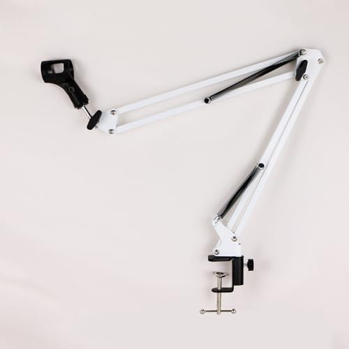 Micfuns whtie Soporte de micrófono ajustable profesional con araña y adaptador para grabaciones de programas de estudio, transmisor de televisión compatible con micrófono Blue Yeti