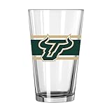 NCAA South Florida Bulls Champion Stripe 16 oz Pint Glass - Durable Glass With Bold Team Color Stripes – Chip-Resistant Rim Drinkware For Fans, Tailgates, Home Bars & Everyday Use