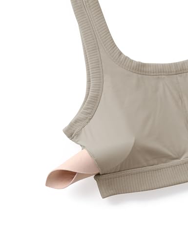 Image of CRZ YOGA Ribbed U Neck Sports Bras | Medium Support, Removable Pads, Casual, Wide Straps, for Women
