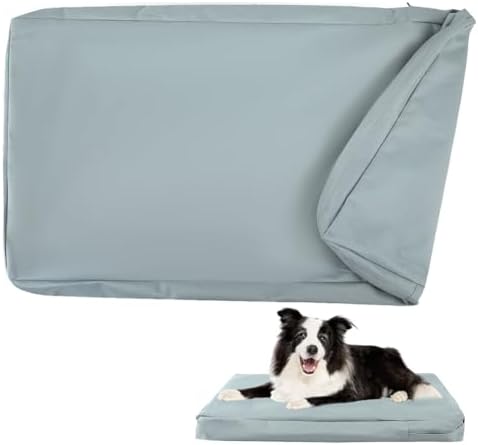 DUJUIKE 100% Wasserdichter Ersatzbezug für Hundebett, Ersatzbezug für Hundeunterlage, Waschbarer, Abnehmbarer Hundematratzenbezug, Hundematratzeneinlage mit Reißverschluss(Grau,M(9