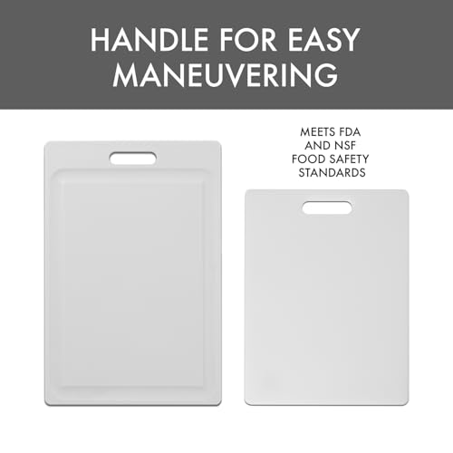 Set 2 Tablas de Cortar Rectangulares con Mango y Surco Blanca miniatura 5