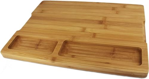 Foto von GloryTec® 2-in1 Schneidebrett groß auf 100% Bambus-Holz mit XXL Saftrille, 40x30 cm und 2cm stark, mit Standfüßen zum hygienischen Abtropfen, Schneidbrett f. Küche, Antibaktierelles Bambus-Holzbrett
