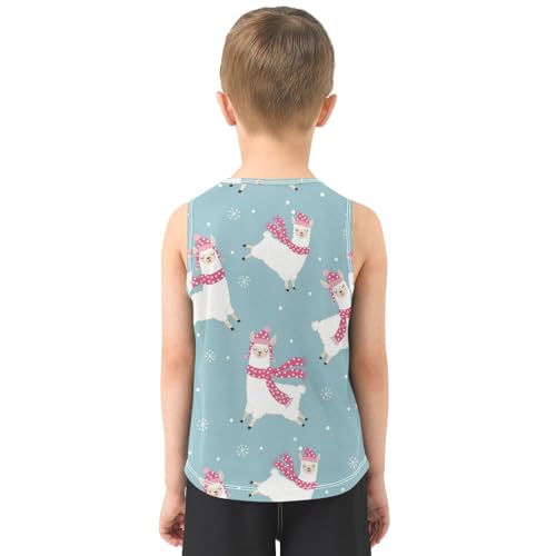 J JOYSAY Christmas Llama Snowflakes Boys Tank Top Sleeveless Muscle Shirts Quick Dry Workout Active Sport Kids T-Shirts 3-15T3