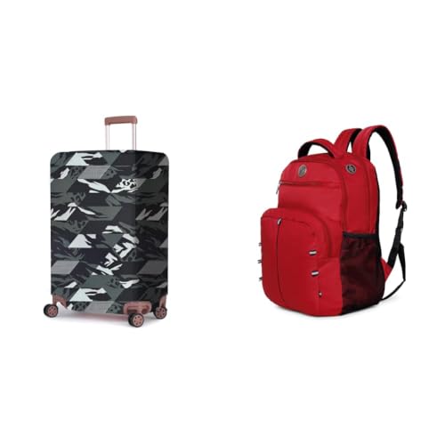 Image of ACEPACK Polyester Fabric Stretchable & Washable Protective Luggage Cover Universal Large Check in + Global 25.91 Liters Water Repellant 17.32 inch Laptop Backpack with Rain Cover for Casual,