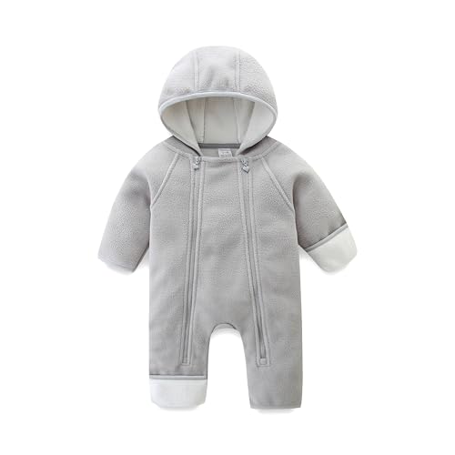 Image of JingleBaBa Newborn Baby Fleece Jumpsuit Girls Boys Winter Hooded Coverall Romper Cute Baby Snowsuit Clothes