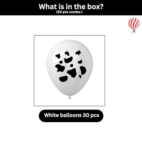 Image of HK balloons 30Pcs Cow Print Balloon Birthday Decorations - Funny Cow-Themed Party Supplies Latex Balloon in Black and White for Western Cowboy Theme for Kids Birthday Party Supplies Decorations