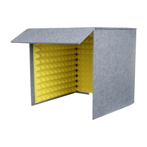 Booth vocal portátil, cubierta de insonorización de escritorio con pantalla absorbente y espuma de alta densidad, reducción de ruido para grabación musical y podcasts (Amarillo) miniatura 1