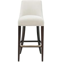 Manhattan Comfort Beever Modern Bar Stools with Backs Kitchen Chairs Upholstered in Chenille Fabric with Gold Metal Footrest, Tall Seating for Island or Home Counter 32.5" High, Cream