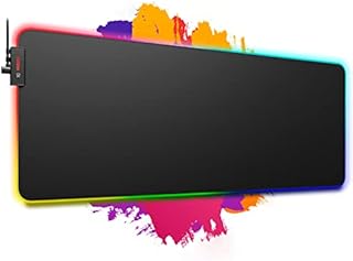 Gaming Mouse Mat RGB Mouse Pad Led Extra Large Extended Mousepad 800*300*4mm with 14 Lighting Modes,Non-Slip Rubber Base,Waterproof Surface,T-Shaped USB-C,Cable Holder for Computer and Laptop Gamers