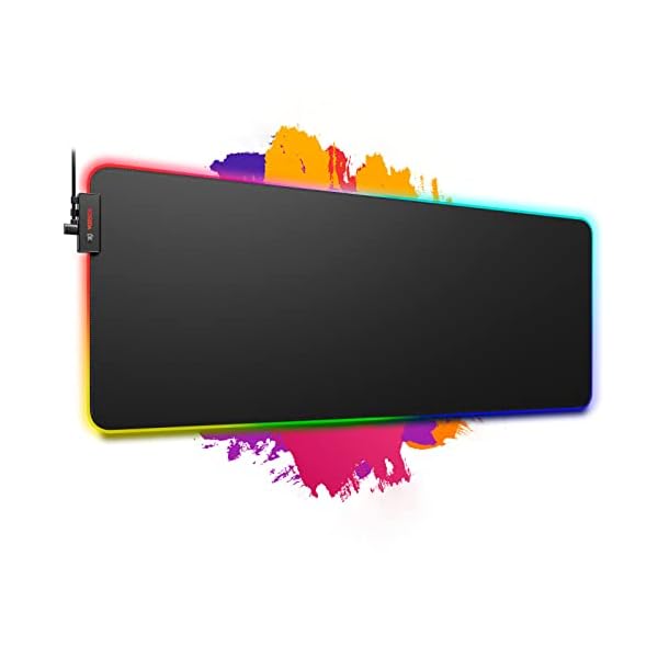 Gaming Mauspad RGB Mousepad XXL Gaming Mouse Pad Groß 14 Beleuchtungs Modi 7 LED Farben 2 Helligkeitsstufen 800x300x4mm…