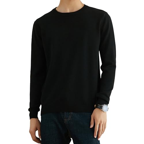 Men's V-Neck Lightweight Sweater Casual Crew Neck Basic Soft Knitted Tops Ribbed Knitted Long Sleeve Pullover