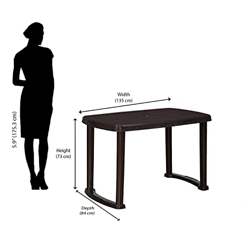 Image of Nilkamal Shahenshah Rectangular-Shape 4 Seater Dining Set for Indoor & Outdoor, Home, Office, Restaurants (Weather Brown)
