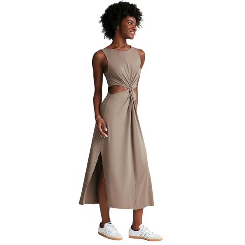 Image of Beyond Yoga Women's Around The World Front Twist Dress, Birch, Large
