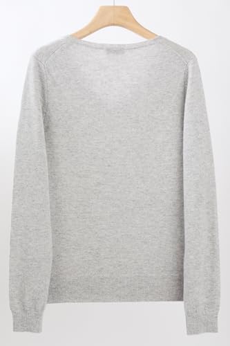 Image of JENNIE LIU Women's 100% Pure Cashmere Long Sleeve Pullover V Neck Sweater