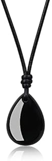 COAI Adjustable Leather Cord Teardrop Crystal Necklace