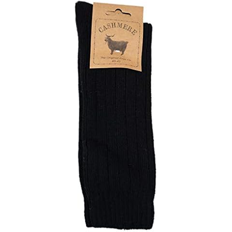 WEST COAST KNITWEAR Mens Fine Cashmere and Merino Wool Super Soft and Warm Winter Fluffy Mid-Calf Socks (Black) Cover