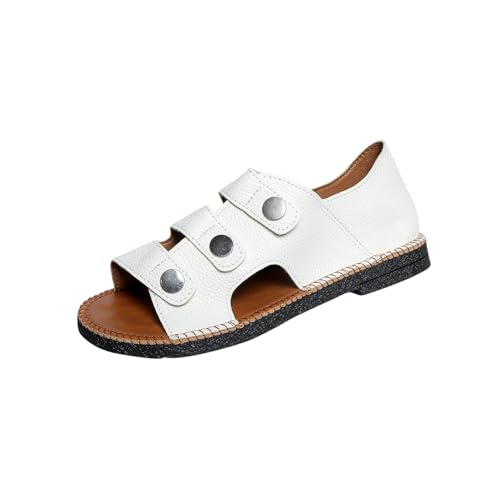 Sandales d'été creuses élastiques femme blanc 39.5 EU, nu-pieds confortables à enfiler