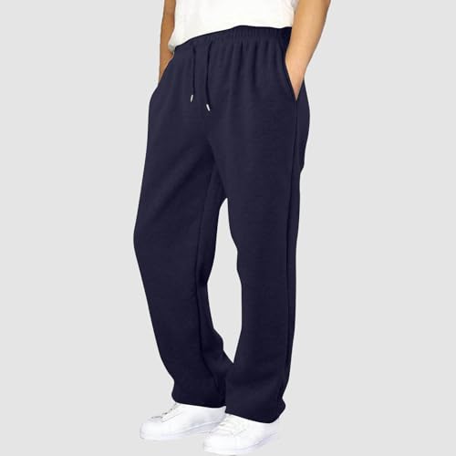 Boys' Baggy Sweatpants Straight Leg Open Bottom Casual Pants Fleece Lined Warm Winter Outdoor Preppy Uniform Pants2