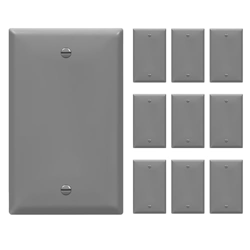 Image of ENERLITES 10 Pack Blank Wall Plate, No Device Outlet Cover, 1-Gang, Gray