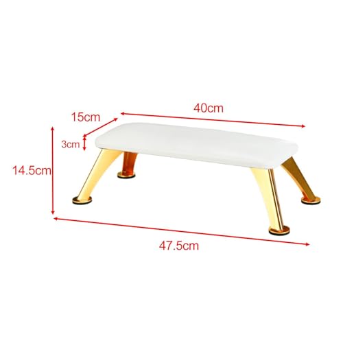Harilla Hand Rest for Nails Professional Manicure Tool PU Leather Nail Arm Rest Non Slip Nail Table Mat Nail Pillow Cushion Nail Desk Manicure Hand Rest for Women Nails white with gold leg - Image 2