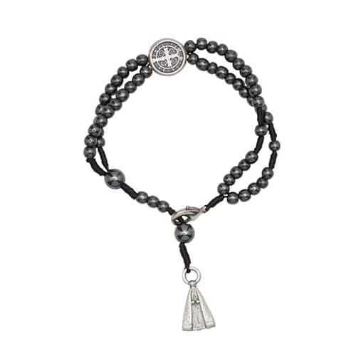 Pulseira Terço Hematita 4mm Medalha N Sra Aparecida PV