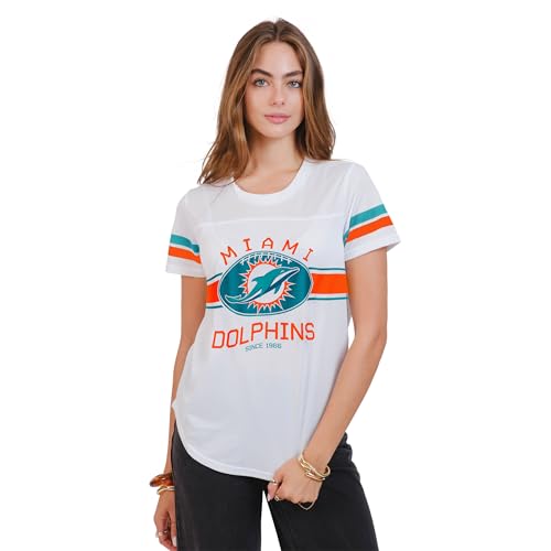 T-shirt NFL femme en jersey maille souple col rond à rayures