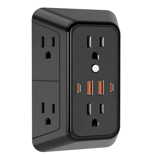 ZBDZSW Caricabatterie da Muro USB Protezione da sovratensione Estensione Presa Porte di Ricarica Ciabatta multipresa a 3 Lati Adattatore Prese Multiple distanziate