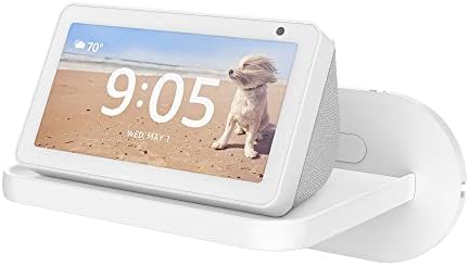 PlusAcc Wall Mount for Echo Show 5 - Holder Stand Mount for Echo Show 5 (3rd Gen & 2nd Gen & 1st Generation), Premium Alexa Echo Show 5 Accessories Bracket Shelf with Cable Management (White)