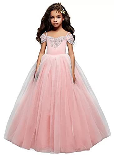 Vestido de princesa de Cenicienta para niña en tul de alta calidad y hombros descubiertos