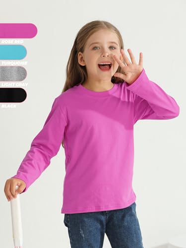 Image of 4 Pack Girls Long Sleeve Shirts Cotton T-Shirts Tagless Kids Tees Clothes